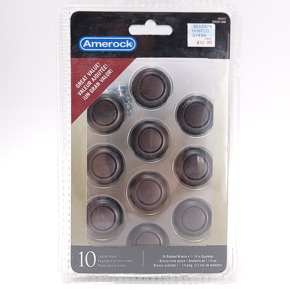 Amerock 10 Pack Oil Rubbed Bronze Cabinet Knobs 1-1/4 inch‎ Round TEN53011ORB